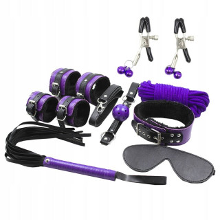 SECRETPLAY BDSM SET 8PCS LILA NEGRO