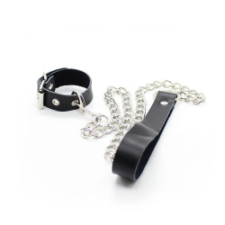 OHMAMA FETISH COLLAR PARA PENE Y CORREA PIEL CON CADENA METALICA 2