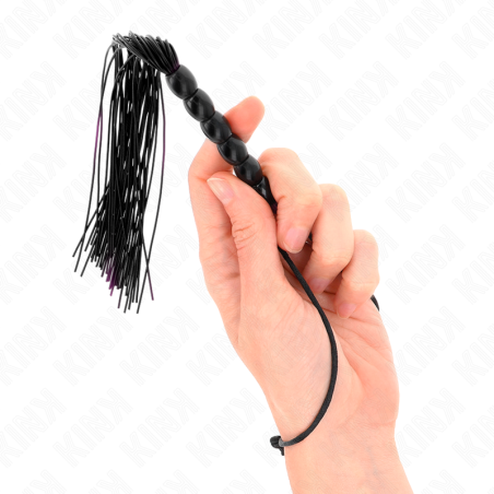 KINK MINI LATIGO DE SILICONA CON AGARRE 6 BOLAS NEGRO 26 CM