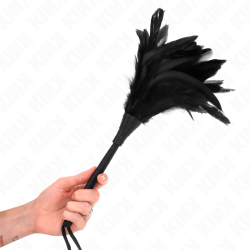 KINK PLUMAS DE POLLO PARA COSQUILLAS CON FORMA CUERNO DE CRIADA NEGRO 36 CM 2