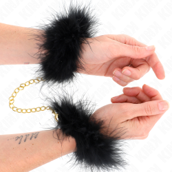 KINK ESPOSAS DE PLUMAS NEGRO CON CADENA DORADA MODELO 2 2