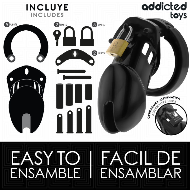 ADDICTED TOYS LOCKED OBSIDIAN HOLD JAULA PARA PENE TALLA M