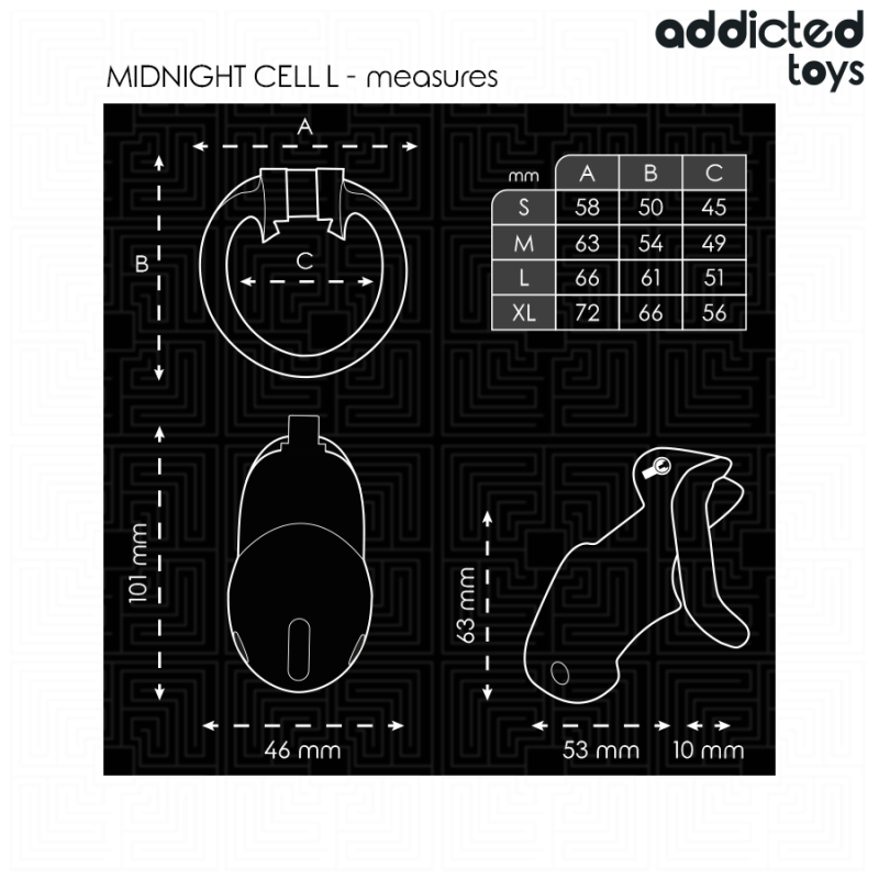 ADDICTED TOYS LOCKED MINDNIGHT CELL JAULA PARA PENE TALLA L