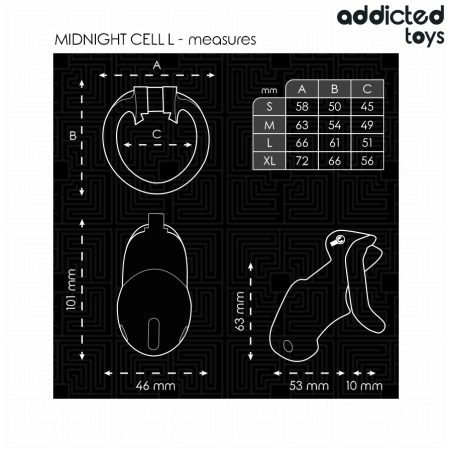 ADDICTED TOYS LOCKED MINDNIGHT CELL JAULA PARA PENE TALLA L