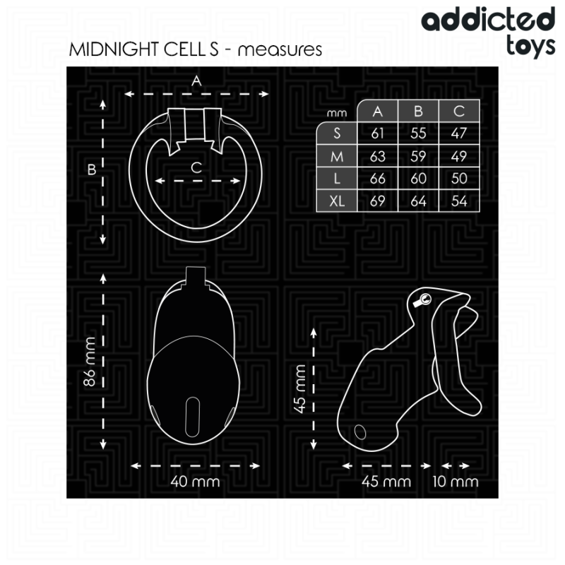 ADDICTED TOYS LOCKED MINDNIGHT CELL JAULA PARA PENE TALLA S