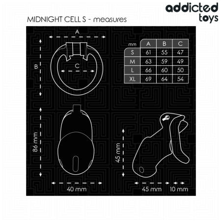 ADDICTED TOYS LOCKED MINDNIGHT CELL JAULA PARA PENE TALLA S