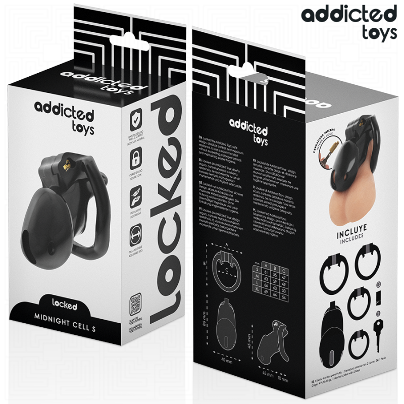 ADDICTED TOYS LOCKED MINDNIGHT CELL JAULA PARA PENE TALLA S