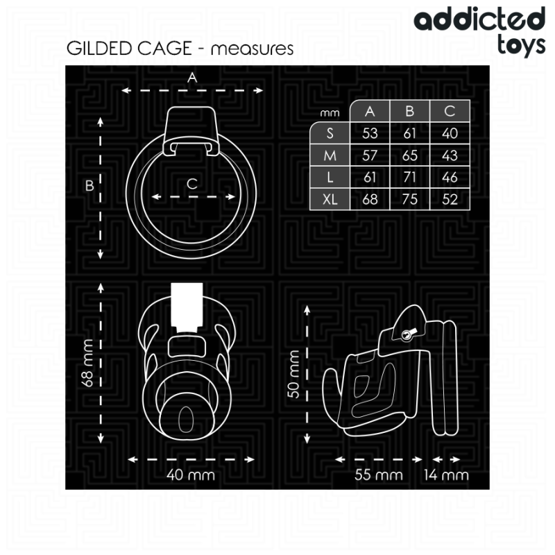ADDICTED TOYS LOCKED GILDEN CAGE JAULA PARA PENE DE SILICONA 85 CM