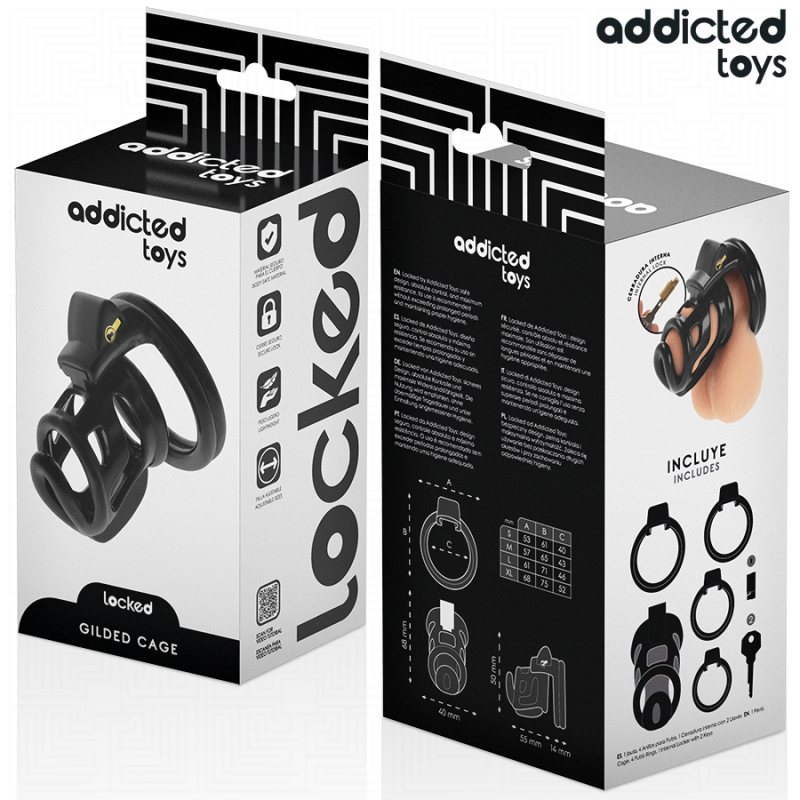 ADDICTED TOYS LOCKED GILDEN CAGE JAULA PARA PENE DE SILICONA 85 CM