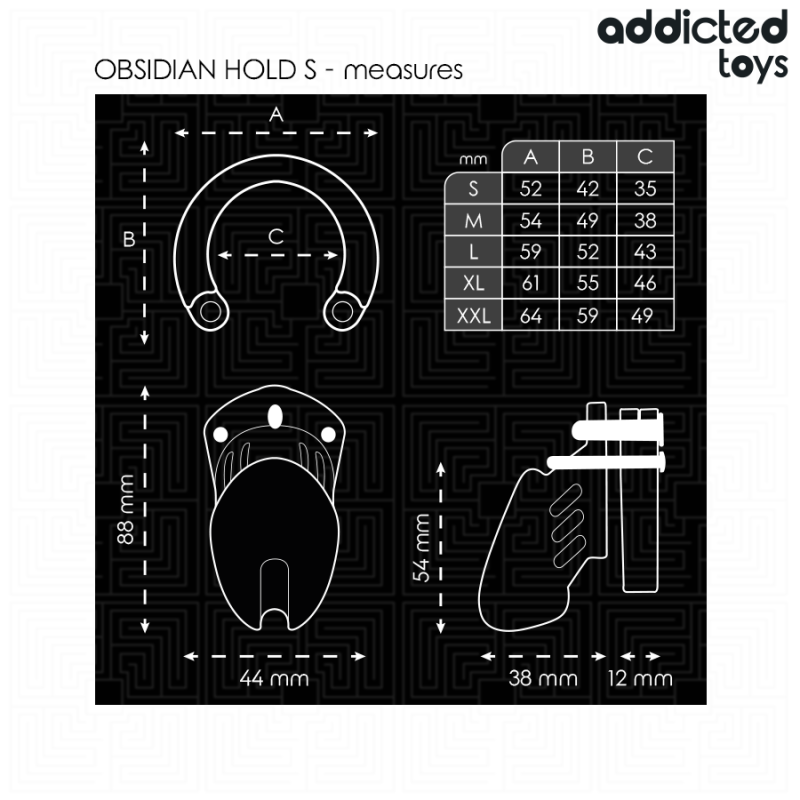 ADDICTED TOYS LOCKED OBSIDIAN HOLD JAULA PARA PENE TALLA S