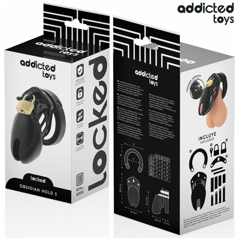 ADDICTED TOYS LOCKED OBSIDIAN HOLD JAULA PARA PENE TALLA S