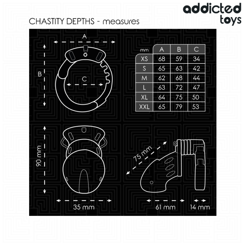 ADDICTED TOYS LOCKED CHASTITY DEPTHS JAULA PARA PENE 75 CM