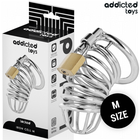 ADDICTED TOYS LOCKED IRON CELL JAULA PARA PENE DE METAL TALLA M