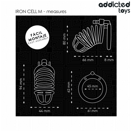 ADDICTED TOYS LOCKED IRON CELL JAULA PARA PENE DE METAL TALLA M