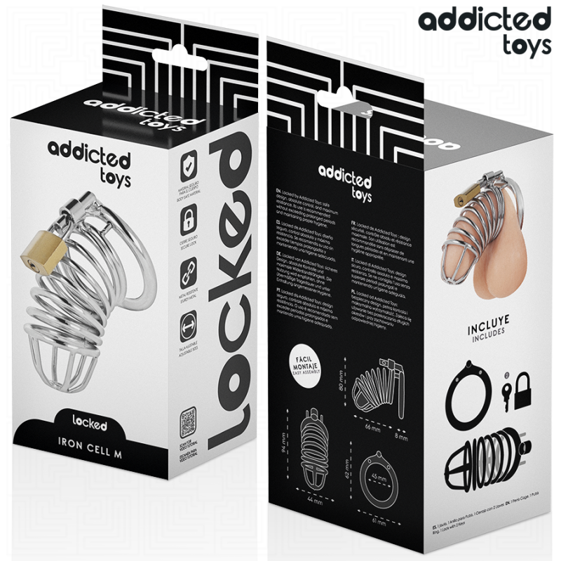 ADDICTED TOYS LOCKED IRON CELL JAULA PARA PENE DE METAL TALLA M