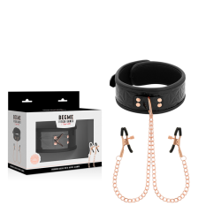 BEGME BLACK EDITION COLLAR CON CADENAS Y PINZAS PEZONES CON FORRO DE NEOPRENO 2