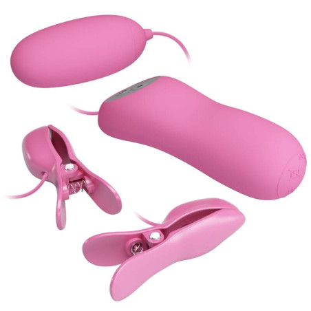PRETTY LOVE PINZAS CON VIBRACION Y ELETROSHOCK ROSA