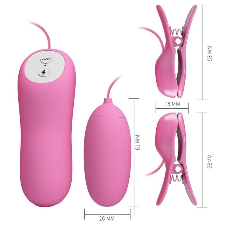 PRETTY LOVE PINZAS CON VIBRACION Y ELETROSHOCK ROSA
