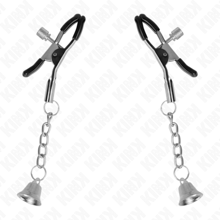KINK PINZAS PARA PEZONES CON COLGANTE DE CAMPANA PLATEADO 6 CM