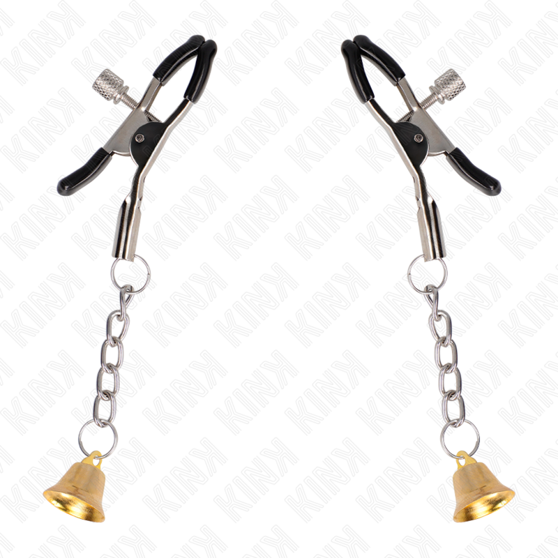 KINK PINZAS PARA PEZONES CON COLGANTE DE CAMPANA DORADO 6 CM