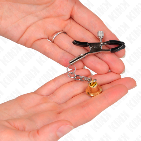 KINK PINZAS PARA PEZONES CON COLGANTE DE CAMPANA DORADO 6 CM