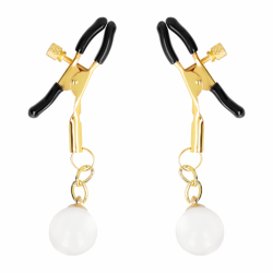 KINK PINZAS PARA PEZONES DORADAS CON COLGANTE DE VIDRIO 6 CM 2