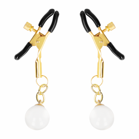 KINK PINZAS PARA PEZONES DORADAS CON COLGANTE DE VIDRIO 6 CM