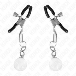 KINK PINZAS PARA PEZONES PLATEADAS CON COLGANTE DE VIDRIO 6 CM 2