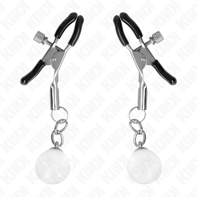KINK PINZAS PARA PEZONES PLATEADAS CON COLGANTE DE VIDRIO 6 CM