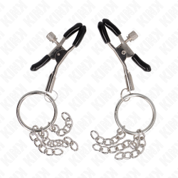 KINK PINZAS PARA PEZONES CON ARO Y PEQUENAS CADENAS PLATEADO 6 CM 2