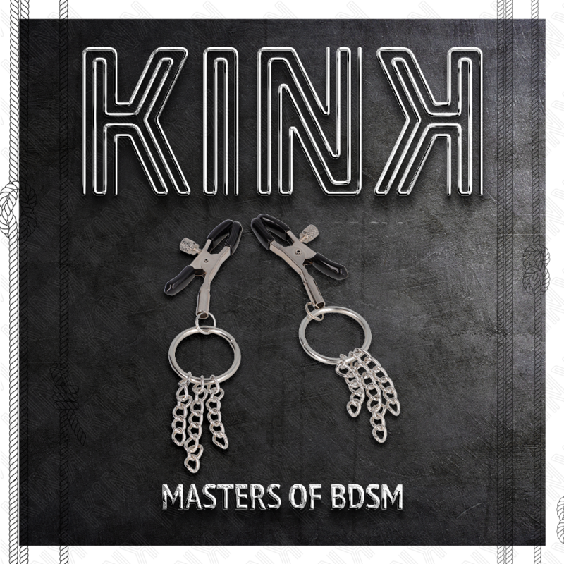 KINK PINZAS PARA PEZONES CON ARO Y PEQUENAS CADENAS PLATEADO 6 CM