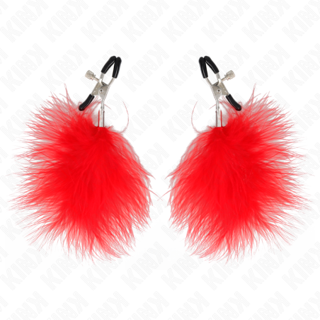 KINK PINZAS PARA PEZONES CON PLUMA ROJO 7 CM