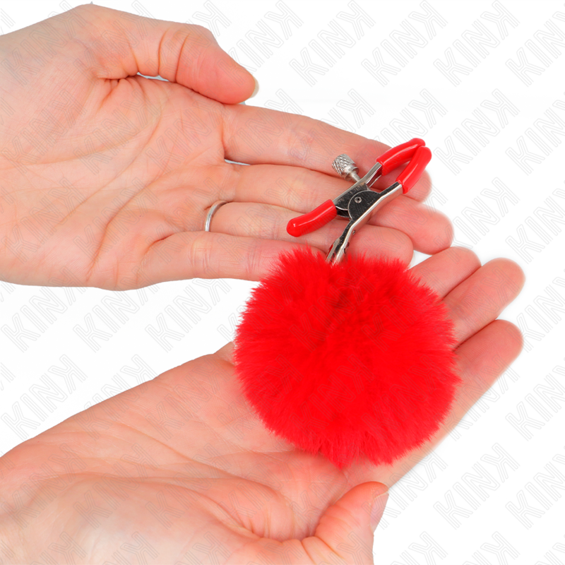 KINK PINZAS PARA PEZONES CON POMPON ROJO 6 CM