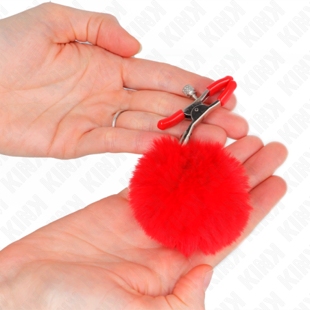 KINK PINZAS PARA PEZONES CON POMPON ROJO 6 CM