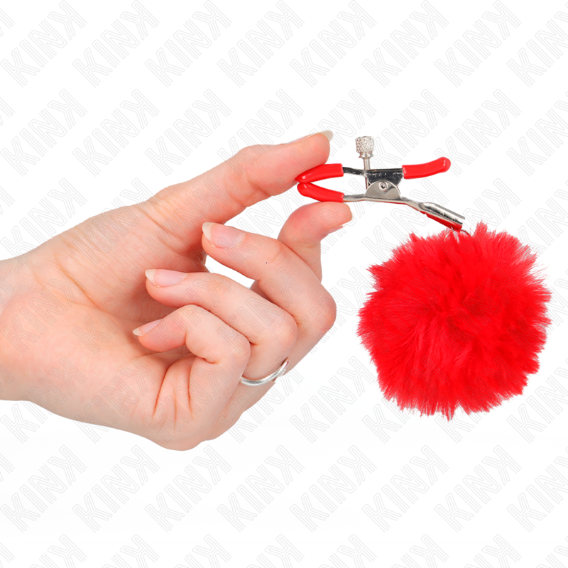 KINK PINZAS PARA PEZONES CON POMPON ROJO 6 CM