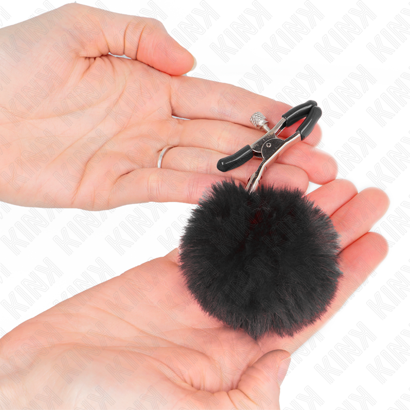 KINK PINZAS PARA PEZONES CON POMPON NEGRO 6 CM