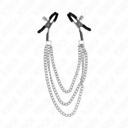 KINK PINZAS PARA PEZONES CON TRIPLE CADENA PLATEADO 20 23 28 CM 2