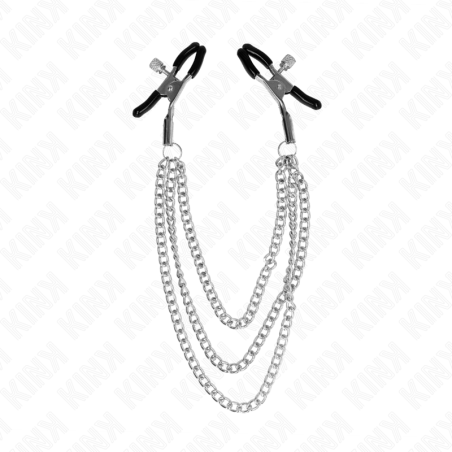 KINK PINZAS PARA PEZONES CON TRIPLE CADENA PLATEADO 20 23 28 CM