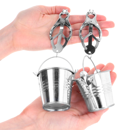KINK PINZAS PARA PEZONES ESTILO JAPONES CON CUBOS PLATEADO