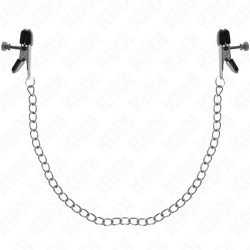 KINK PINZAS PARA PEZONES PLANAS NEGRO CON CADENA PLATEADO 34 CM