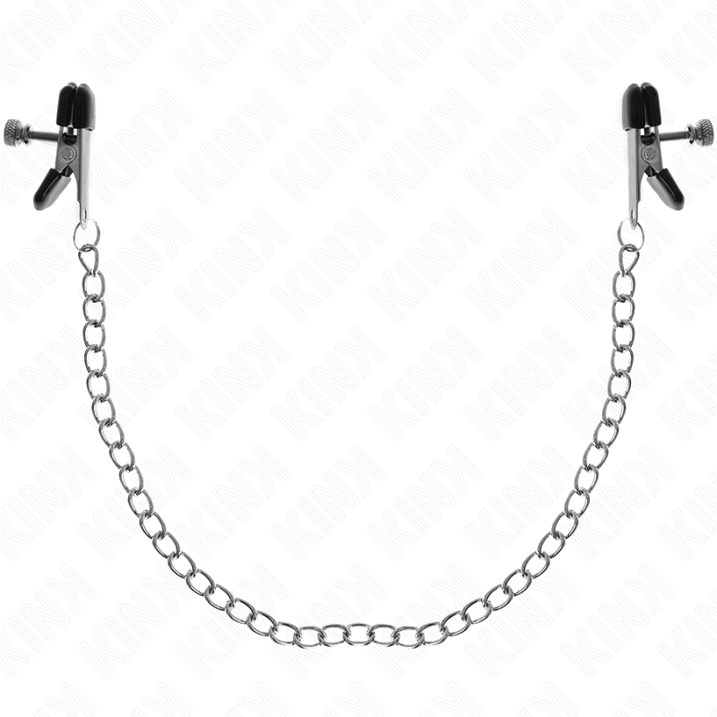 KINK PINZAS PARA PEZONES PLANAS NEGRO CON CADENA PLATEADO 34 CM