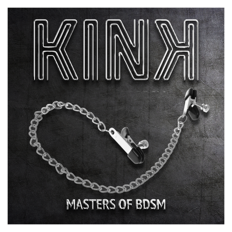 KINK PINZAS PARA PEZONES PLANAS NEGRO CON CADENA PLATEADO 34 CM