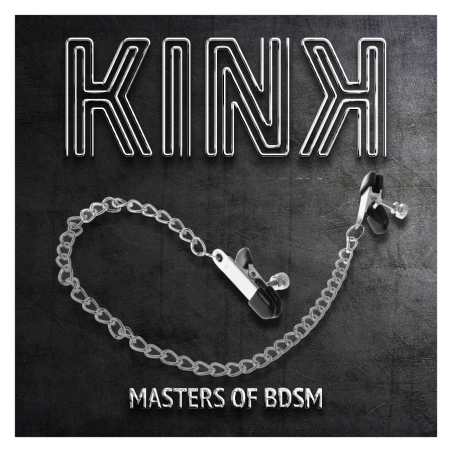 KINK PINZAS PARA PEZONES PLANAS NEGRO CON CADENA PLATEADO 34 CM