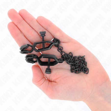 KINK PINZAS PARA PEZONES PLANAS NEGRO CON CADENA NEGRO 30 CM