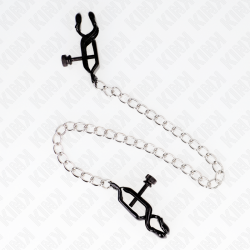 KINK PINZAS PARA PEZONES PLANAS NEGRO CON CADENA PLATEADO 30 CM 2
