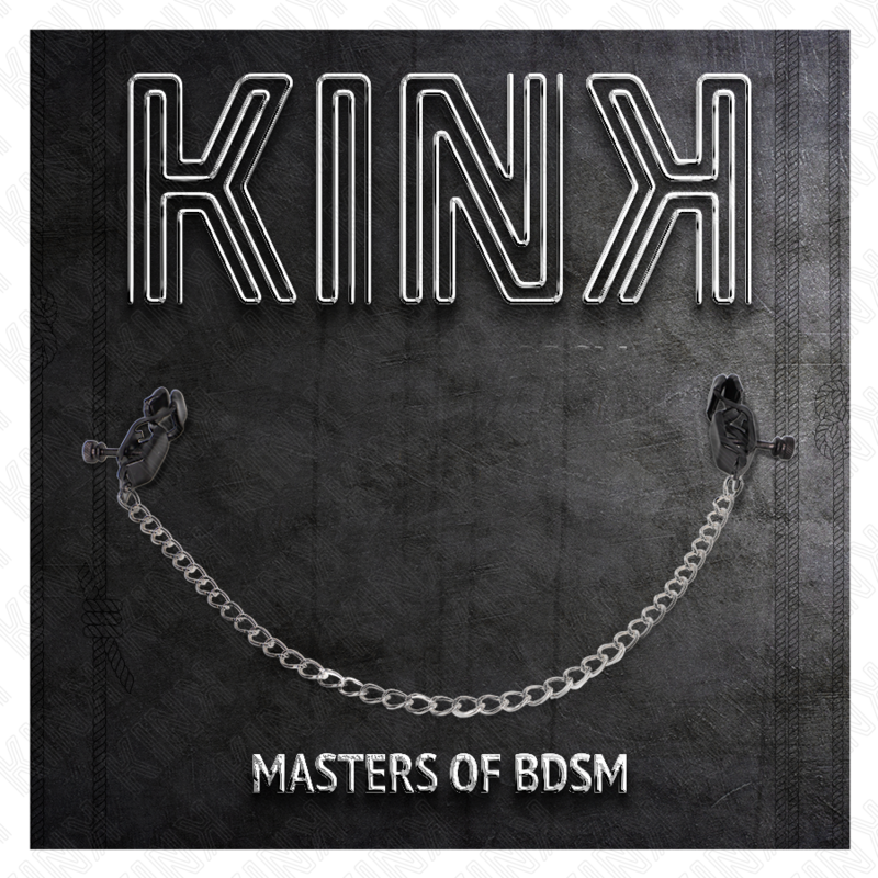 KINK PINZAS PARA PEZONES PLANAS NEGRO CON CADENA PLATEADO 30 CM