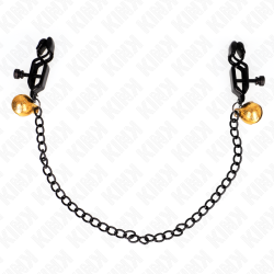 KINK PINZAS PARA PEZONES PLANAS NEGRO CON CASCABEL Y CADENA PLATEADO 30 CM 2