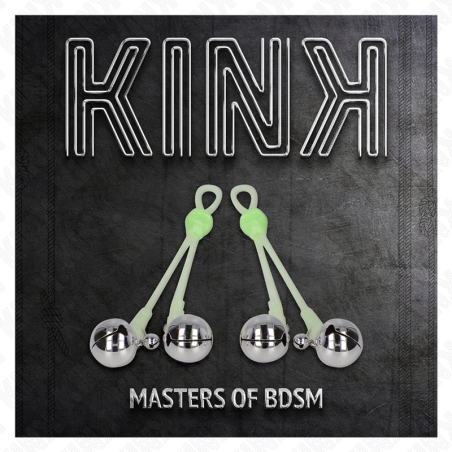 KINK PINZAS PARA PEZONES LUMINOSAS FORMA CALABERA CON CASCABEL SONORO AJUSTABLE VERDE PLATEADO