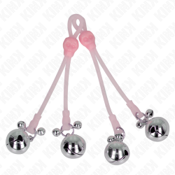 KINK PINZAS PARA PEZONES LUMINOSAS FORMA CALABERA CON CASCABEL SONORO AJUSTABLE ROSA PLATEADO 2