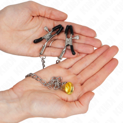 KINK PINZAS PARA PEZONES CON CAMPANA CASCABEL DORADO Y CADENA 30 CM 2